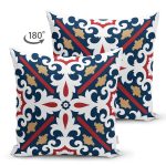 - RealHomes Çift Tarafı Dijital Baskılı Süet Yastık Kırlent Kılıfı - Realhomes Lacivert Bordo Damask Motifli Modern Süet Yastık Kırlent Kılıfı Realhomes
