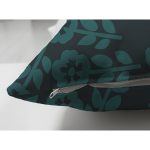 Koyu Füme Yeşil Çiçek Motifli Dekoratif Süet Yastık Kırlent Kılıfı Realhomes