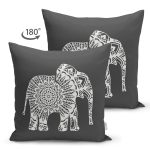 - RealHomes Çift Tarafı Dijital Baskılı Süet Yastık Kırlent Kılıfı - Realhomes Koyu Gri Zeminli Etnik Fil Motifli Dekoratif Süet Yastık Kırlent Kılıfı Realhomes