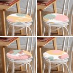 - RealHomes Yuvarlak Fermuarlı Sandalye Minderi - Realhomes 4'lü Modern Yağlı Boya Baskılı Yuvarlak Fermuarlı Sandalye Minderi Seti Realhomes