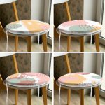 - RealHomes Yuvarlak Fermuarlı Sandalye Minderi - Realhomes 4'lü Modern Yağlı Boya Baskılı Yuvarlak Fermuarlı Sandalye Minderi Seti Realhomes