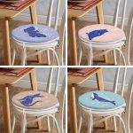 4'lü Soyut Sevimli Hayvan Baskılı Yuvarlak Fermuarlı Sandalye Minderi Seti Realhomes