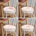 - RealHomes Yuvarlak Fermuarlı Sandalye Minderi - Realhomes 4'lü Pembe Zemin Üzerinde Çiçek Motifli Dekoratif Yuvarlak Fermuarlı Sandalye Minderi Seti Realhomes