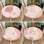 - RealHomes Yuvarlak Fermuarlı Sandalye Minderi - Realhomes 4'lü Pembe Zemin Üzerinde Çiçek Motifli Dekoratif Yuvarlak Fermuarlı Sandalye Minderi Seti Realhomes