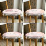 - RealHomes Yuvarlak Fermuarlı Sandalye Minderi - Realhomes 4'lü Pembe Zemin Üzerinde Çiçek Motifli Dekoratif Yuvarlak Fermuarlı Sandalye Minderi Seti Realhomes