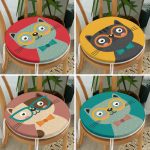 - RealHomes Yuvarlak Fermuarlı Sandalye Minderi - Realhomes  4'lü Renkli Sevimli Kedicik Baskılı Yuvarlak Fermuarlı Sandalye Minderi Seti Realhomes