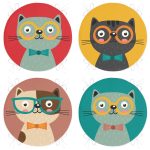 - RealHomes Yuvarlak Fermuarlı Sandalye Minderi - Realhomes  4'lü Renkli Sevimli Kedicik Baskılı Yuvarlak Fermuarlı Sandalye Minderi Seti Realhomes