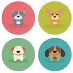 4'lü Sevimli Köpekcikler Yuvarlak Fermuarlı Sandalye Minderi Seti Realhomes