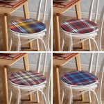 4'lü Ekose Özel Tasarım Yuvarlak Fermuarlı Sandalye Minderi Seti Realhomes