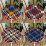 4'lü Ekose Özel Tasarım Yuvarlak Fermuarlı Sandalye Minderi Seti Realhomes