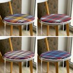 4'lü Ekose Özel Tasarım Yuvarlak Fermuarlı Sandalye Minderi Seti Realhomes