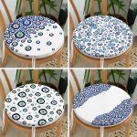 - RealHomes Yuvarlak Fermuarlı Sandalye Minderi - Realhomes 4'lü Nazar Boncuk Desenli Yuvarlak Fermuarlı Sandalye Minderi Seti Realhomes