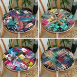 - RealHomes Yuvarlak Fermuarlı Sandalye Minderi - Realhomes 4'lü Geometrik Şekil Desenli Modern Yuvarlak Fermuarlı Sandalye Minderi Seti Realhomes