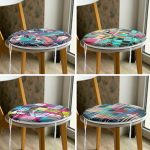 - RealHomes Yuvarlak Fermuarlı Sandalye Minderi - Realhomes 4'lü Geometrik Şekil Desenli Modern Yuvarlak Fermuarlı Sandalye Minderi Seti Realhomes