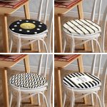 4'lü Gold Yazılı Geometrik Desenli Yuvarlak Fermuarlı Sandalye Minderi Seti Realhomes