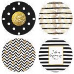 4'lü Gold Yazılı Geometrik Desenli Yuvarlak Fermuarlı Sandalye Minderi Seti Realhomes