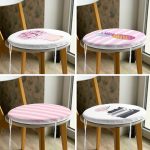4'lü Pembe Beyaz Çizgili Konsept Desenli Yuvarlak Fermuarlı Sandalye Minderi Seti Realhomes