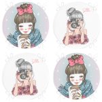 - RealHomes Yuvarlak Fermuarlı Sandalye Minderi - Realhomes  4'lü Kahve İçen ve Fotoğraf Çeken Kız Yuvarlak Fermuarlı Sandalye Minderi Seti Realhomes