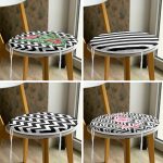 4'lü Flamingo ve Siyah Beyaz Geometrik Desenli Yuvarlak Fermuarlı Sandalye Minderi Seti Realhomes