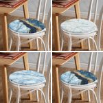 4'lü Mavi Mermer Yuvarlak Fermuarlı Sandalye Minderi Seti Realhomes