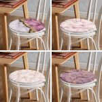 4'lü Renkli Mermer Yuvarlak Fermuarlı Sandalye Minderi Seti Realhomes