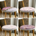 4'lü Renkli Mermer Yuvarlak Fermuarlı Sandalye Minderi Seti Realhomes