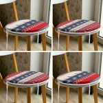 4'lü Geyik Desenli Yılbaşı Temalı Yuvarlak Fermuarlı Sandalye Minderi Seti Realhomes