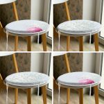 - RealHomes Yuvarlak Fermuarlı Sandalye Minderi - Realhomes 4'lü Papatya Tasarımlı Modern Yuvarlak Fermuarlı Sandalye Minderi Seti Realhomes