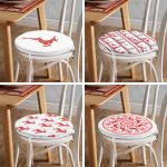 4'lü Kırmızı Beyaz Yılbaşı Geyikleri Yuvarlak Fermuarlı Sandalye Minderi Seti Realhomes