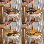 4'lü Afrika Bayan Temalı Modern Dekoratif Yuvarlak Fermuarlı Sandalye Minderi Seti Realhomes