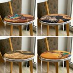 4'lü Afrika Bayan Temalı Modern Dekoratif Yuvarlak Fermuarlı Sandalye Minderi Seti Realhomes