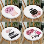 - RealHomes Yuvarlak Fermuarlı Sandalye Minderi - Realhomes  4'lü Parfüm Desenli Yuvarlak Fermuarlı Sandalye Minderi Seti Realhomes