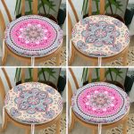 - RealHomes Yuvarlak Fermuarlı Sandalye Minderi - Realhomes 4'lü Renkli Mandala Motifli Yuvarlak Fermuarlı Sandalye Minderi Seti Realhomes
