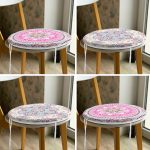 - RealHomes Yuvarlak Fermuarlı Sandalye Minderi - Realhomes 4'lü Renkli Mandala Motifli Yuvarlak Fermuarlı Sandalye Minderi Seti Realhomes