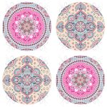 - RealHomes Yuvarlak Fermuarlı Sandalye Minderi - Realhomes 4'lü Renkli Mandala Motifli Yuvarlak Fermuarlı Sandalye Minderi Seti Realhomes