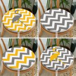 - RealHomes Yuvarlak Fermuarlı Sandalye Minderi - Realhomes  4'lü Sarı Gri Zigzaglı Flamingo Desenli Yuvarlak Fermuarlı Sandalye Minderi Seti Realhomes