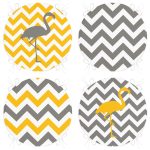 - RealHomes Yuvarlak Fermuarlı Sandalye Minderi - Realhomes  4'lü Sarı Gri Zigzaglı Flamingo Desenli Yuvarlak Fermuarlı Sandalye Minderi Seti Realhomes