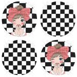 - RealHomes Yuvarlak Fermuarlı Sandalye Minderi - Realhomes 4'lü Siyah Beyaz Damalı Kız Motifli Yuvarlak Fermuarlı Sandalye Minderi Seti Realhomes