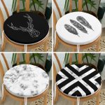 - RealHomes Yuvarlak Fermuarlı Sandalye Minderi - Realhomes 4'lü Siyah Beyaz Renkli Yuvarlak Fermuarlı Sandalye Minderi Seti Realhomes