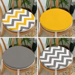 - RealHomes Yuvarlak Fermuarlı Sandalye Minderi - Realhomes  4'lü Sarı ve Grinin Uyumlu Yuvarlak Fermuarlı Sandalye Minderi Seti Realhomes