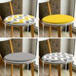 - RealHomes Yuvarlak Fermuarlı Sandalye Minderi - Realhomes  4'lü Sarı ve Grinin Uyumlu Yuvarlak Fermuarlı Sandalye Minderi Seti Realhomes