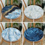 4'lü Mavi Mermer Yuvarlak Fermuarlı Sandalye Minderi Seti Realhomes