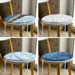 4'lü Mavi Mermer Yuvarlak Fermuarlı Sandalye Minderi Seti Realhomes