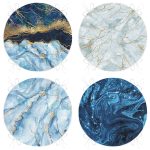 4'lü Mavi Mermer Yuvarlak Fermuarlı Sandalye Minderi Seti Realhomes