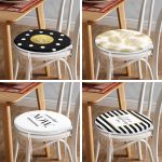 - RealHomes Yuvarlak Fermuarlı Sandalye Minderi - Realhomes 4'lü Altın Varaklı Modern Konseptli Yuvarlak Fermuarlı Sandalye Minderi Seti Realhomes