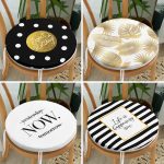 - RealHomes Yuvarlak Fermuarlı Sandalye Minderi - Realhomes 4'lü Altın Varaklı Modern Konseptli Yuvarlak Fermuarlı Sandalye Minderi Seti Realhomes