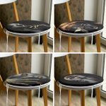- RealHomes Yuvarlak Fermuarlı Sandalye Minderi - Realhomes 4'lü Siyah Zeminli Afrika Bayan Temalı Yuvarlak Fermuarlı Sandalye Minderi Seti Realhomes