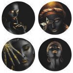 - RealHomes Yuvarlak Fermuarlı Sandalye Minderi - Realhomes 4'lü Siyah Zeminli Afrika Bayan Temalı Yuvarlak Fermuarlı Sandalye Minderi Seti Realhomes