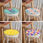 4'lü Renkli Çocuk Desenli Dekoratif Yuvarlak Fermuarlı Sandalye Minderi Seti Realhomes