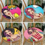 - RealHomes Yuvarlak Fermuarlı Sandalye Minderi - Realhomes 4'lü Fashion Girl Konseptli Yuvarlak Fermuarlı Sandalye Minderi Seti Realhomes